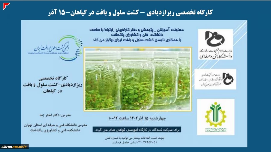 کارگاه تخصصی ریزازدیادی_کشت سلول و بافت در گیاهان 2
