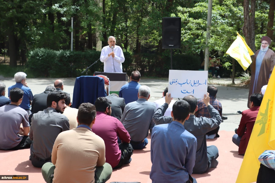 در تجمع دانشگاهیان دانشگاه ملی مهارت استان تهران در دانشکده فنی انقلاب اسلامی و محکومیت نسل کشی رژیم کودکش صهیونیست؛ سردار محمد طهرانی مقدم: محو اسرائیل آرزوی طهرانی مقدم/ پیروزی نزدیک است 2
