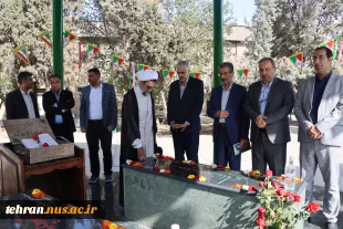 در آستانه آغاز سال تحصیلی جدید و همزمان با فرارسیدن هفته دفاع مقدس صورت پذیرفت؛

بازدید معاون آموزشی دانشگاه ملی مهارت از کارگاه‌های آموزشی دانشکده فنی انقلاب اسلامی و برگزاری مراسم گرامیداشت هفته دفاع مقدس و آیین گلاب شویی در جوار مقبره مطهر شهدای گمنا
